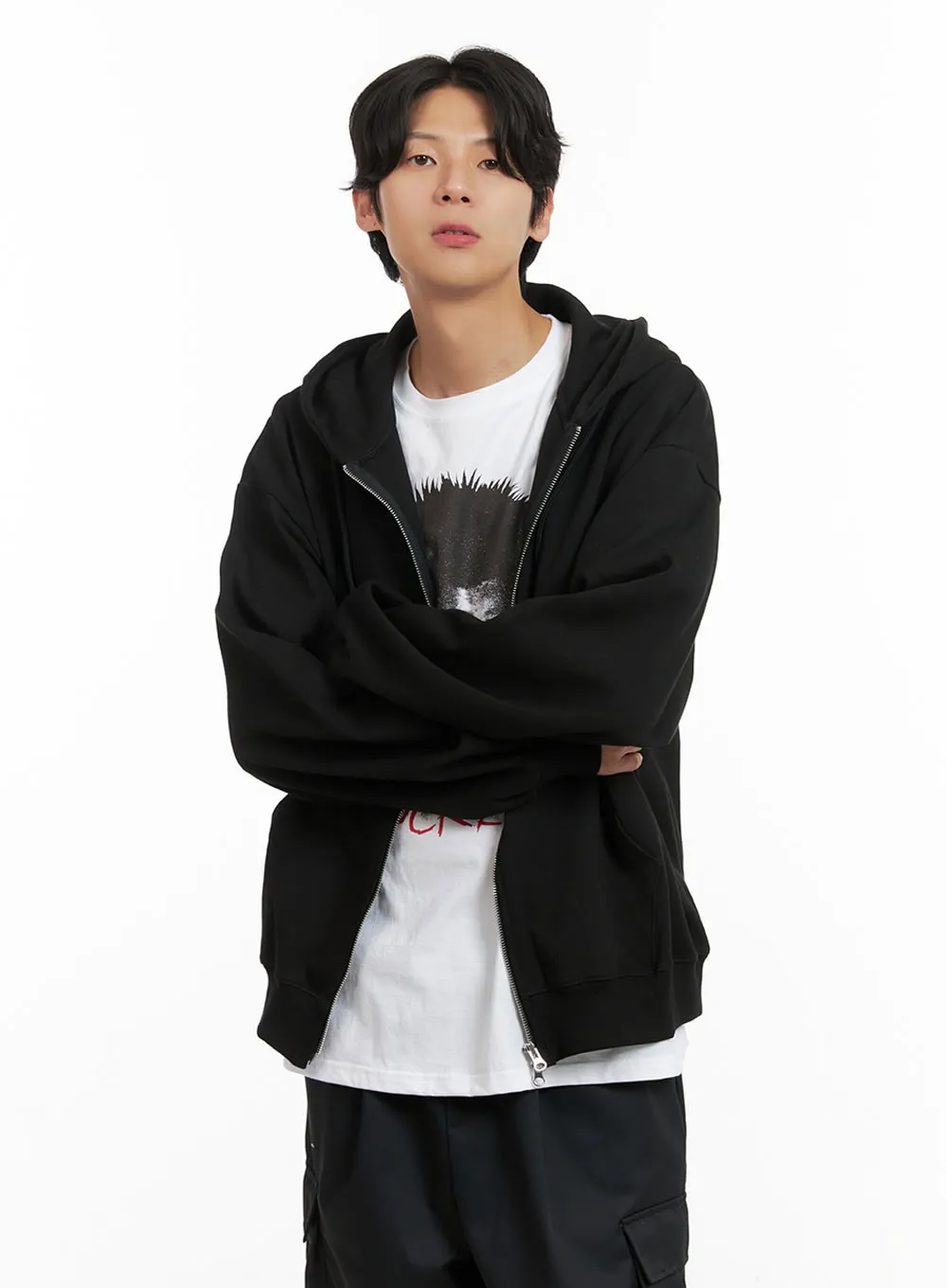 Men's Basic Hoodie Jacket (Black) IY402