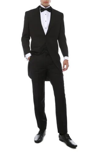 Mens Black Cutaway Regular Fit 2 Piece Tuxedo Suit