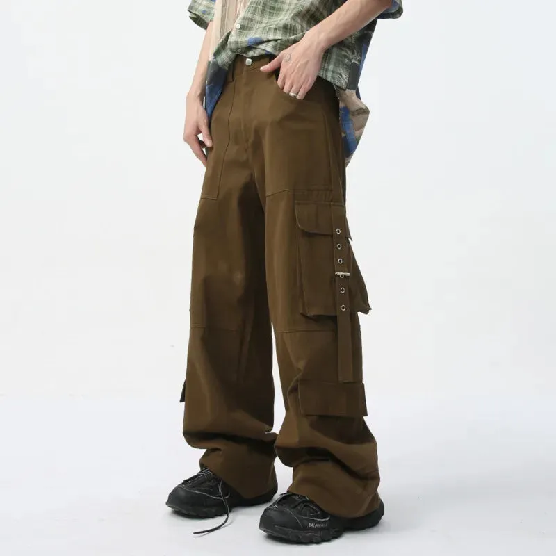 Men's Cargo Pants Long Summer Mid-rise Multi-pocket Design Fashion Loose Casual Male Overalls High Street 9C5680