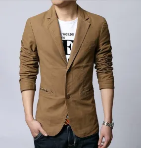 Mens Casual Canvas Blazer