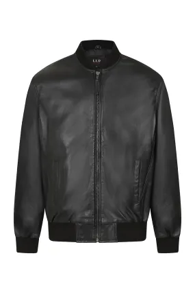 Men's Classic Black. Genuine Leather Bomber Jacket - BARRY - Ryan