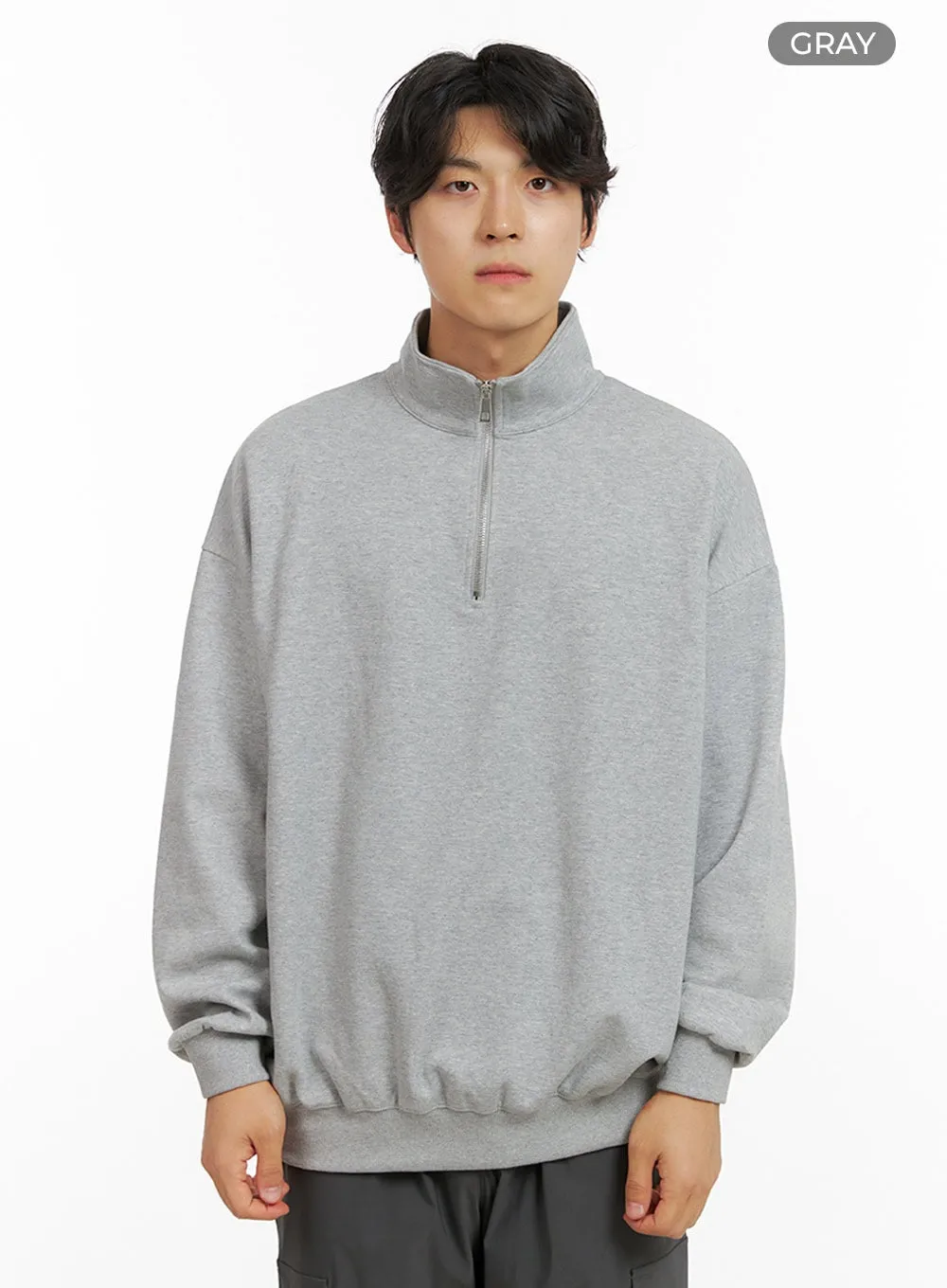 Men's Cozy Zip-Up Solid Sweatshirt (Gray) IG409