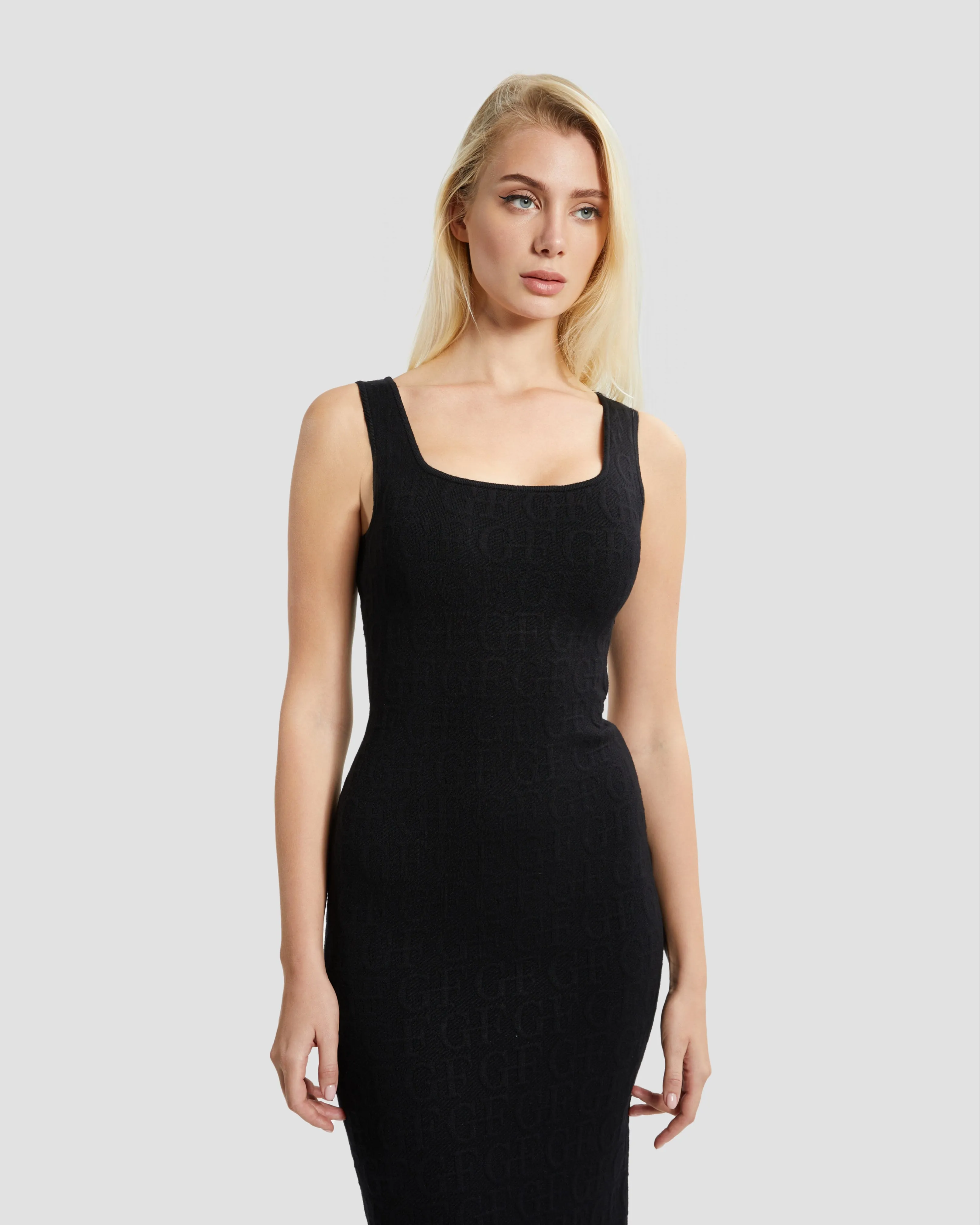 Monochrome Embossed Dress