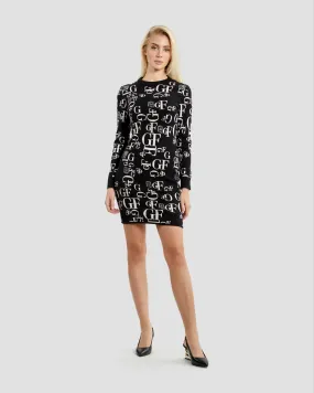 Monochrome Monogram Long Sleeve Dress