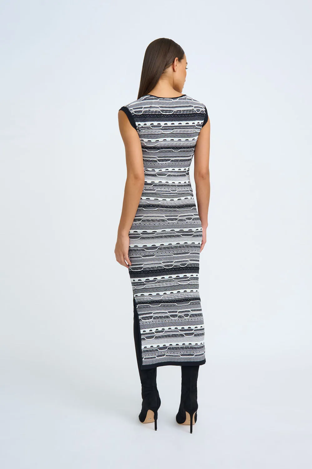 Monochrome Stitch Knit Dress | Final Sale - Black Grey Ivory