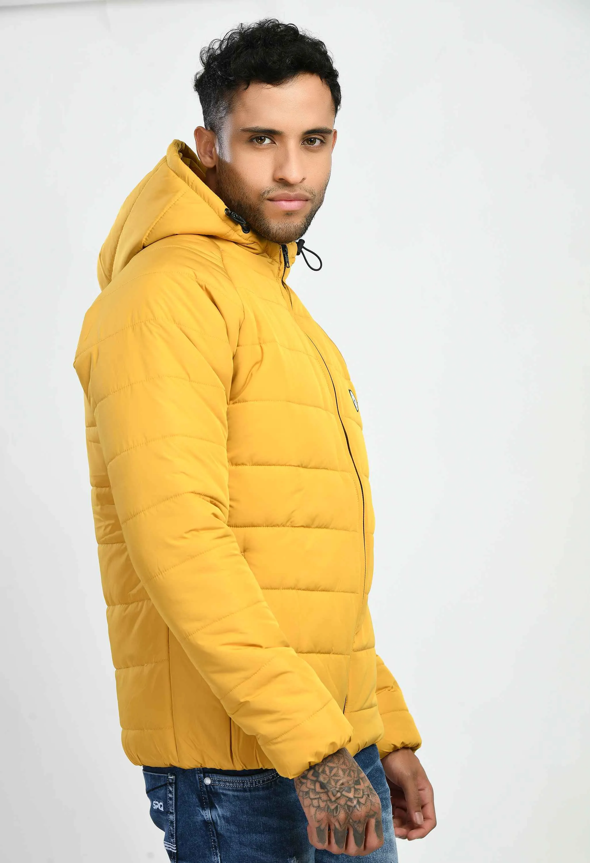 Mustard Hood Bomber Jacket