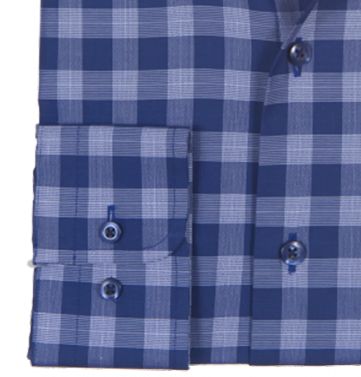 Navy Blue Casual Cotton Gingham Shirt