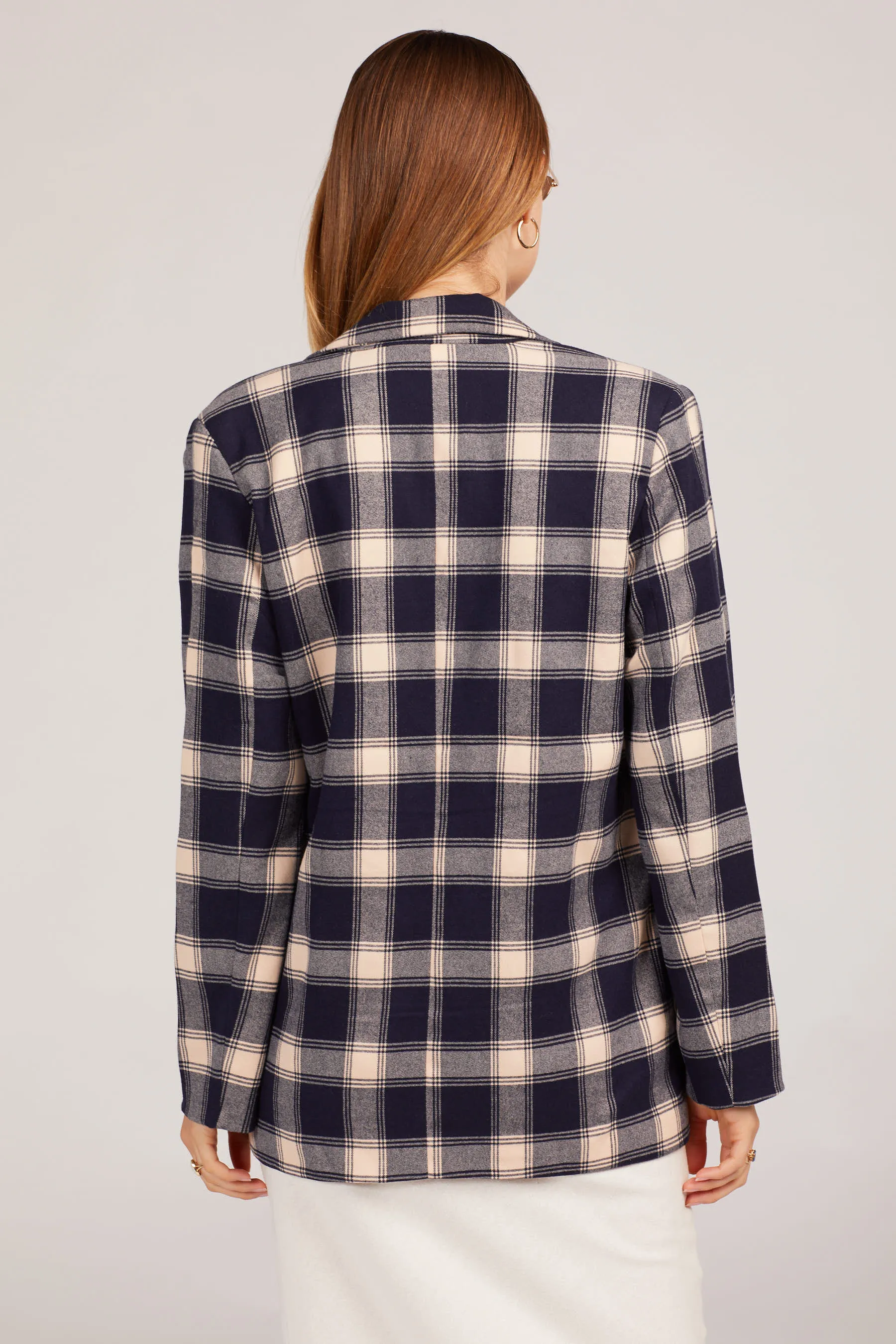 Navy Check Slouch Blazer