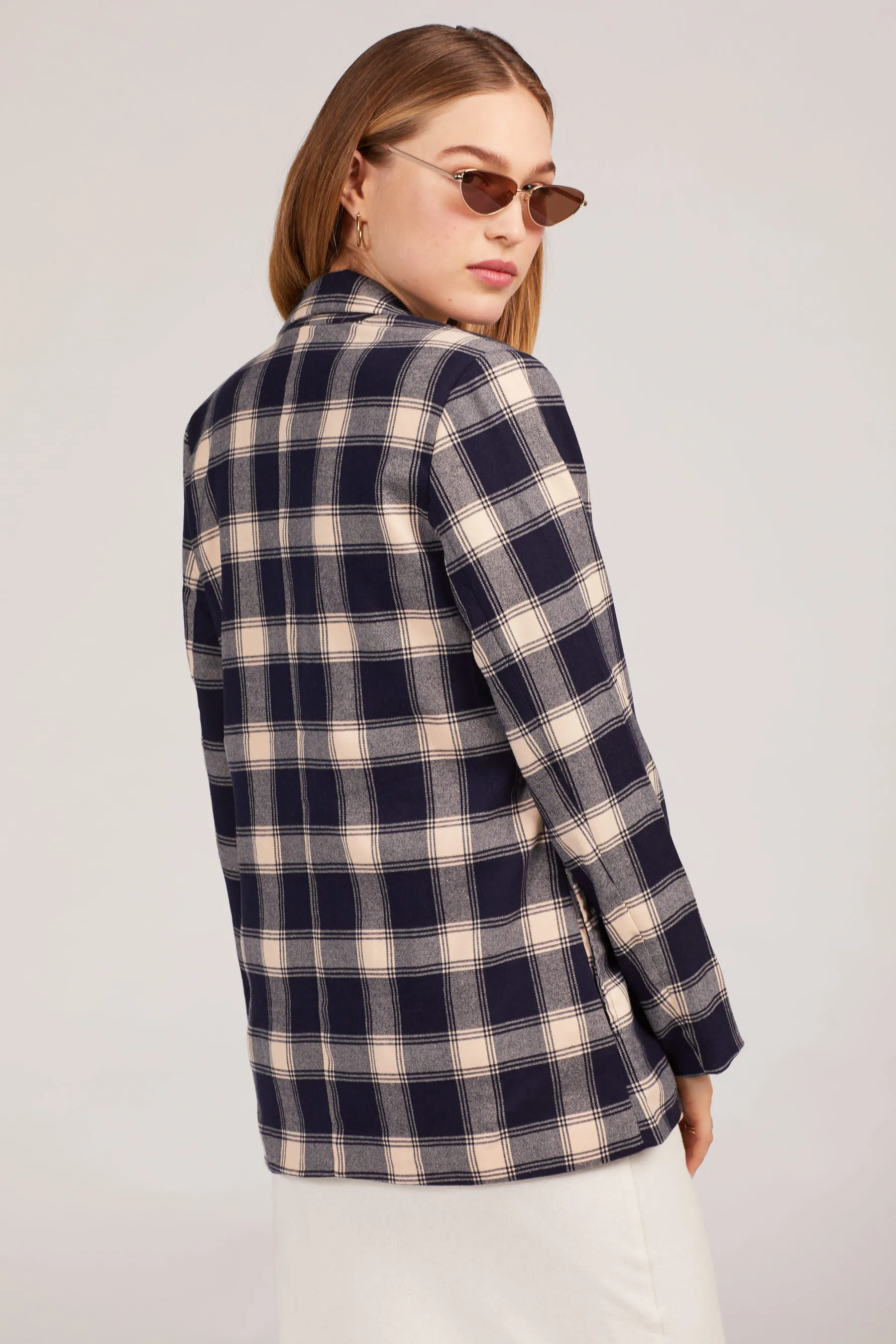 Navy Check Slouch Blazer