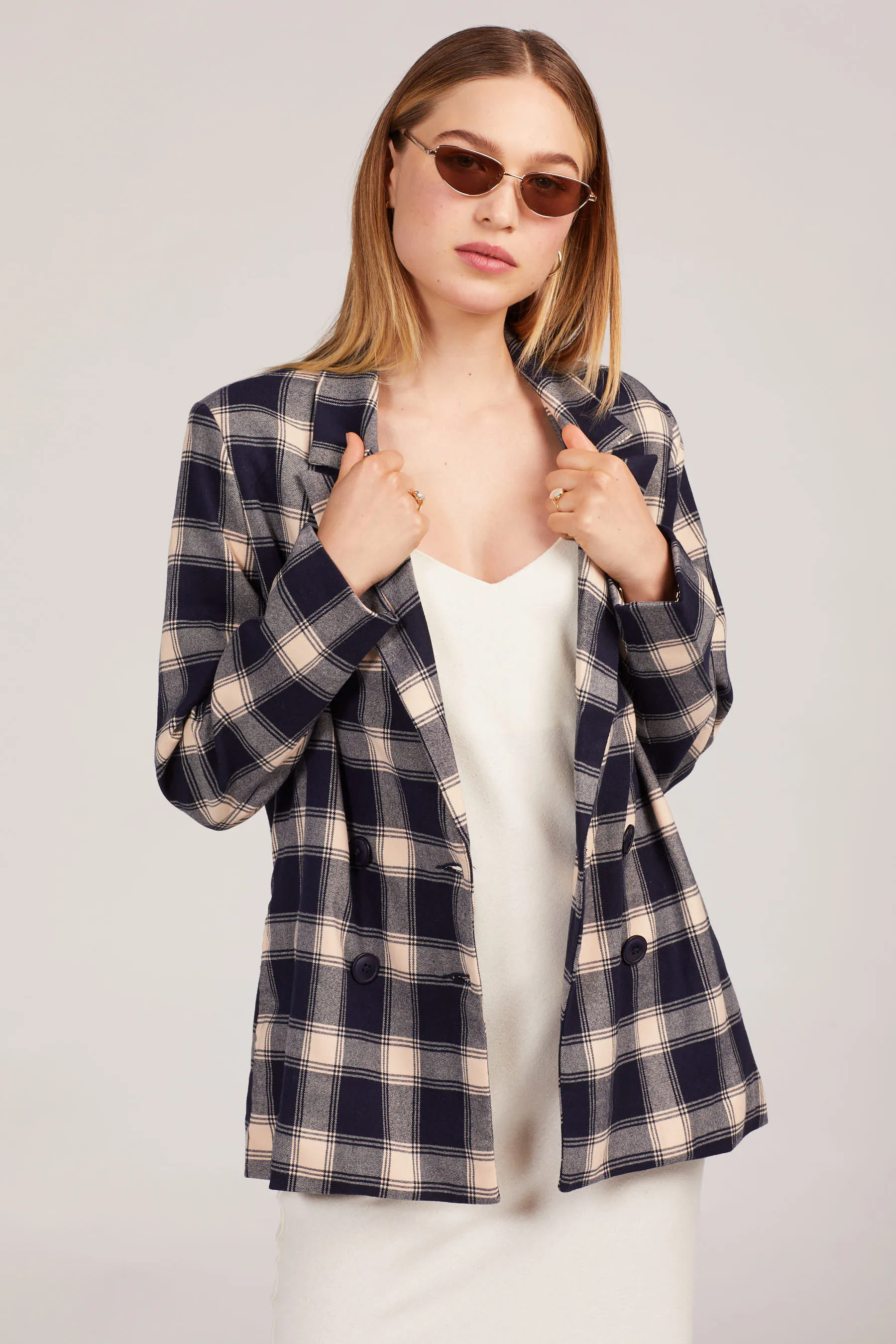 Navy Check Slouch Blazer