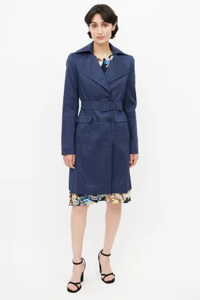 Navy Double Breasted Trench Coat