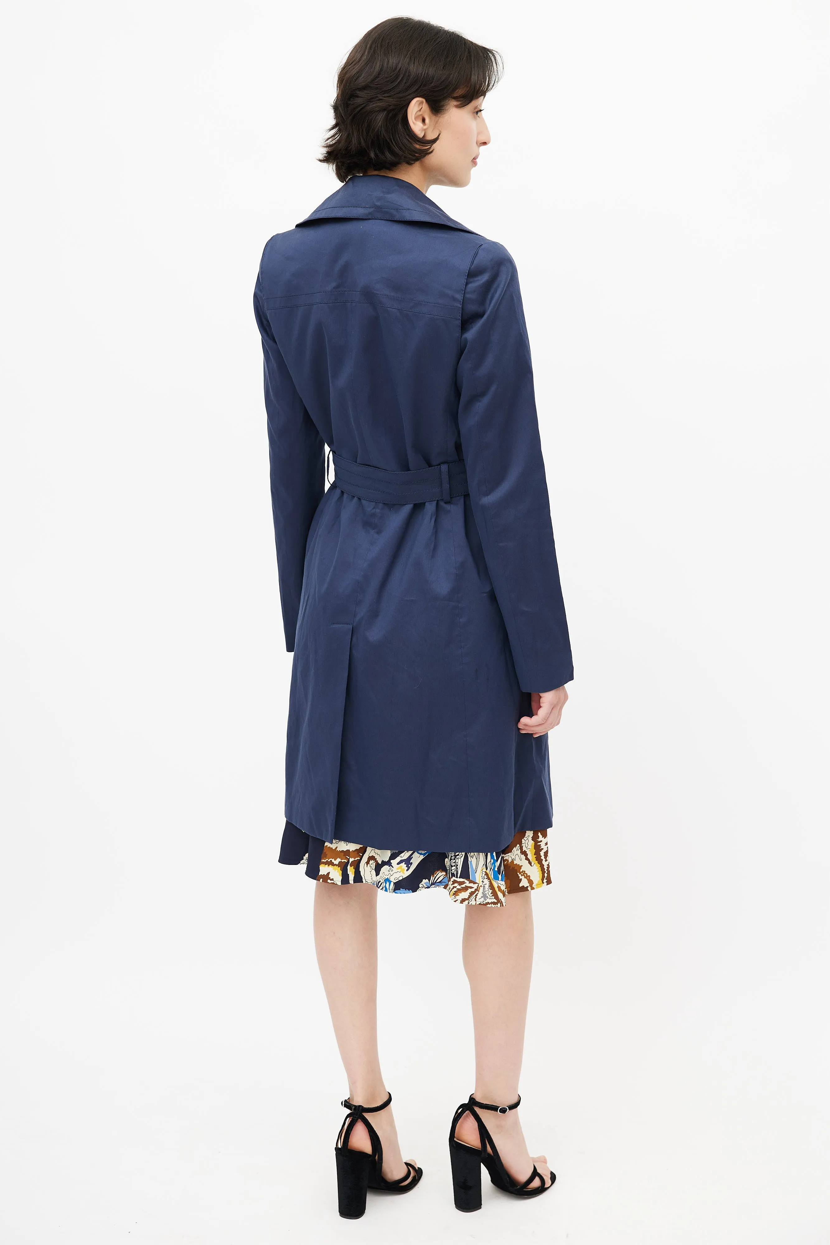 Navy Double Breasted Trench Coat