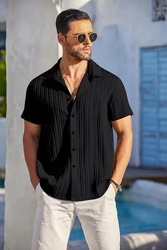 NexaFlair Regular Fit Casual Shirt For Men||Popcorn Shirt For Men||Spread Collar|| Men Stylish Shirt (L, Black)