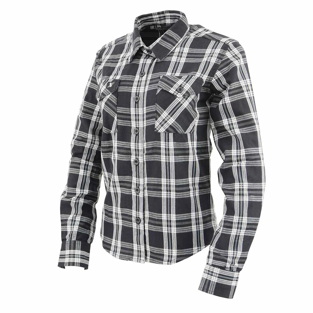 NexGen MNG21600 Women's Casual Black and White Long Sleeve Cotton Flannel Shirt