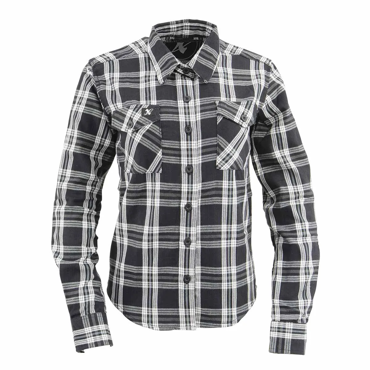 NexGen MNG21600 Women's Casual Black and White Long Sleeve Cotton Flannel Shirt