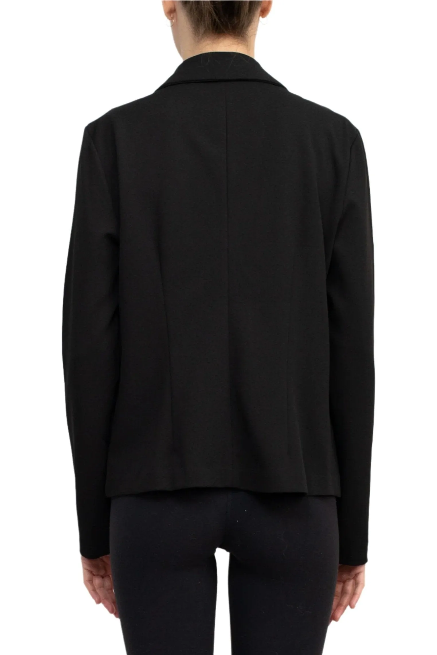 Nina Leonard Collar Neck One Button Long Sleeve Crepe Blazer