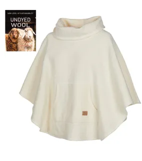 NLS HUMLA PONCHO, 100% OFÄRGAD ULL  — NATURAL WHITE