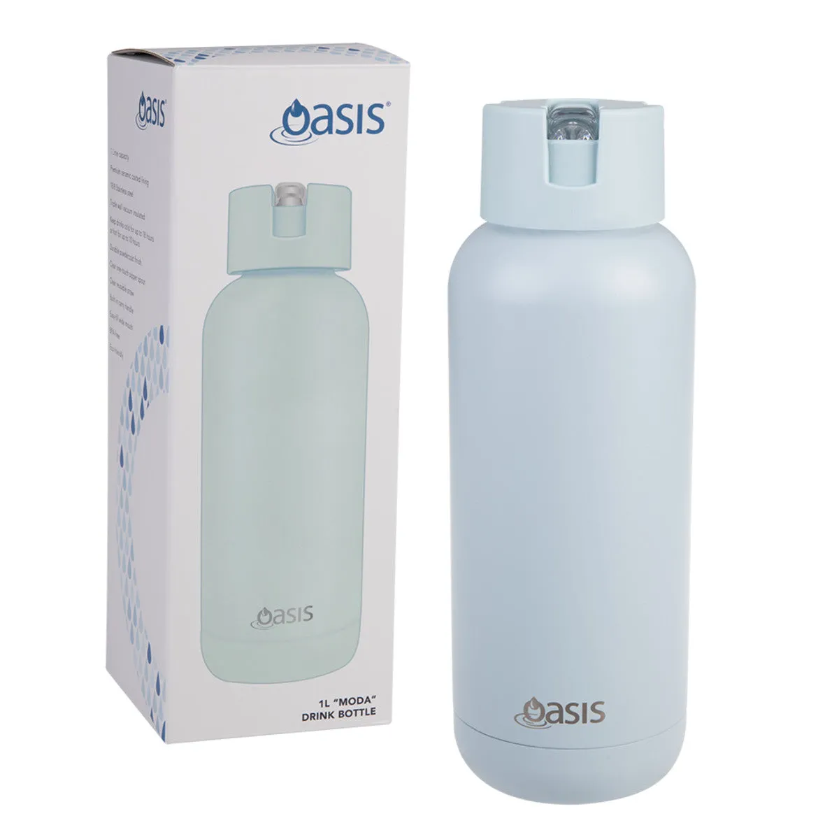 Oasis Moda Stainless Steel Triple Wall Insulated Drink Bottle Sea Mist 1L