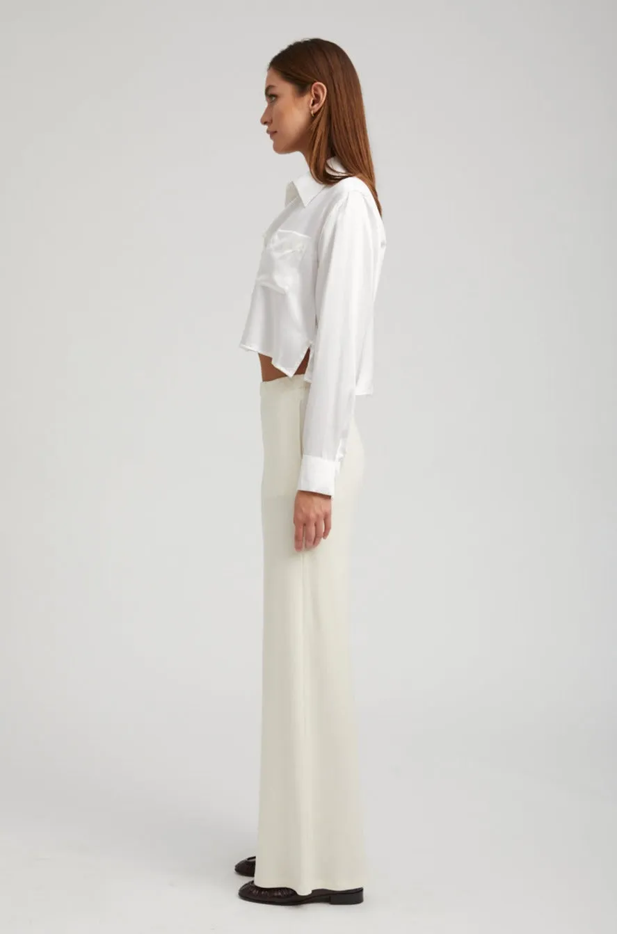 Off White Rib Wide Leg Pants