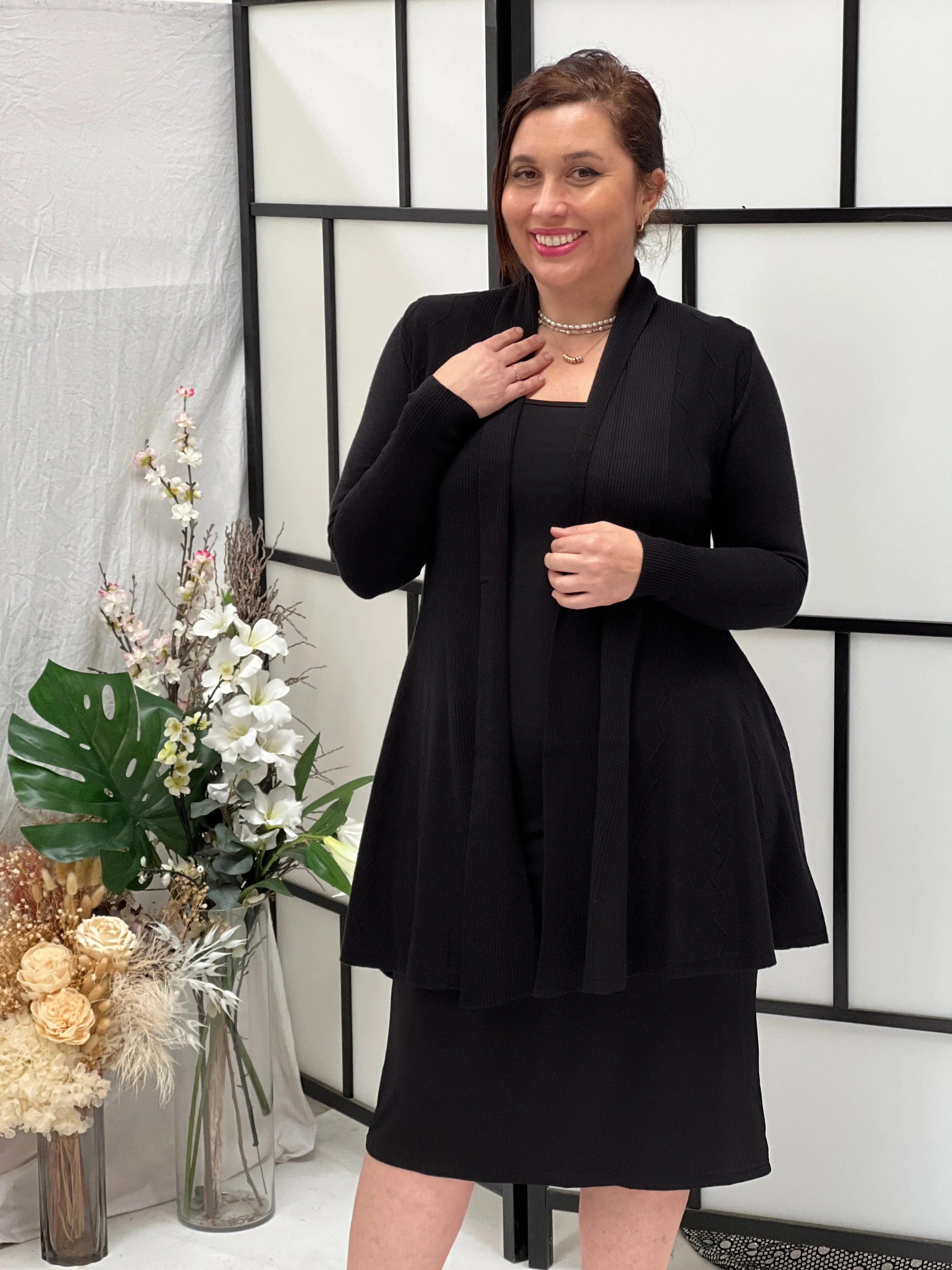 Olinda Black Wool Knit Cardigan