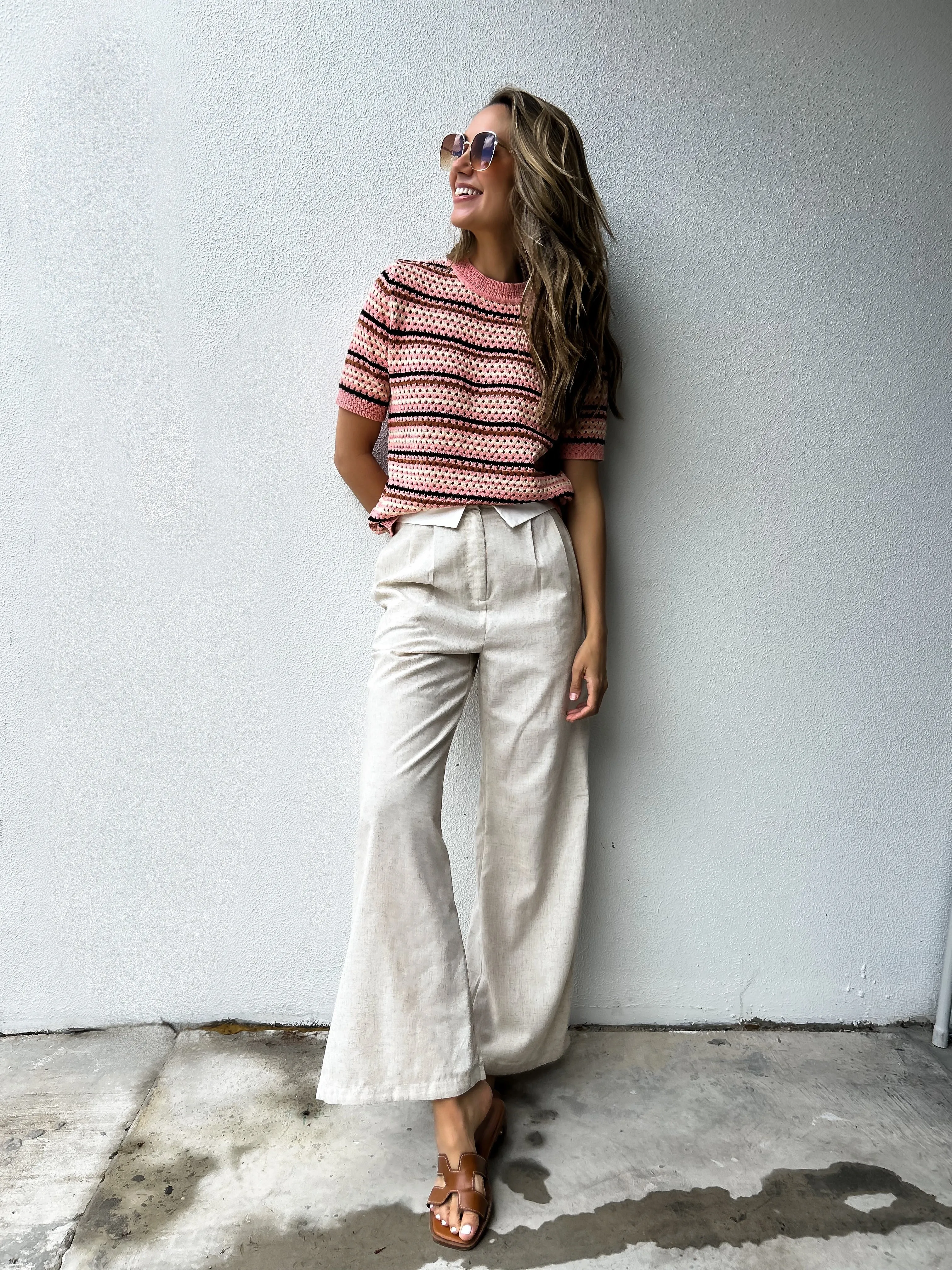 OLIVE Knit Top - Blush Stripe