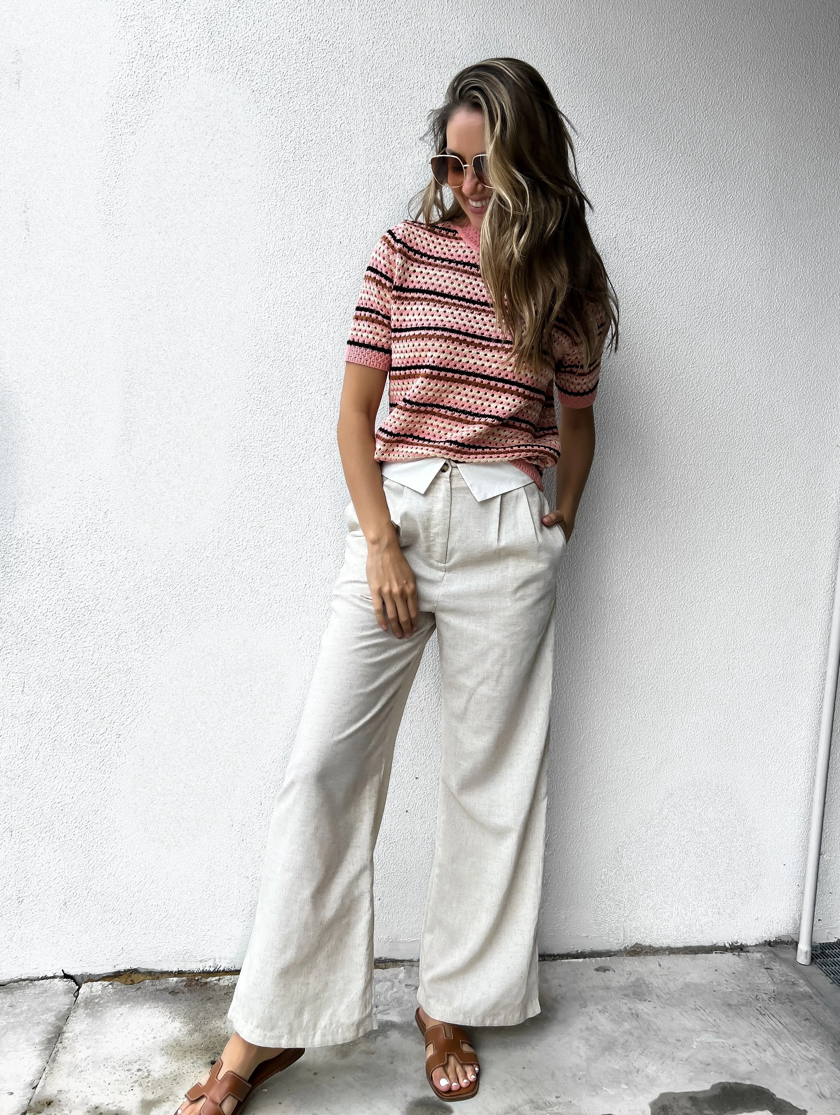 OLIVE Knit Top - Blush Stripe