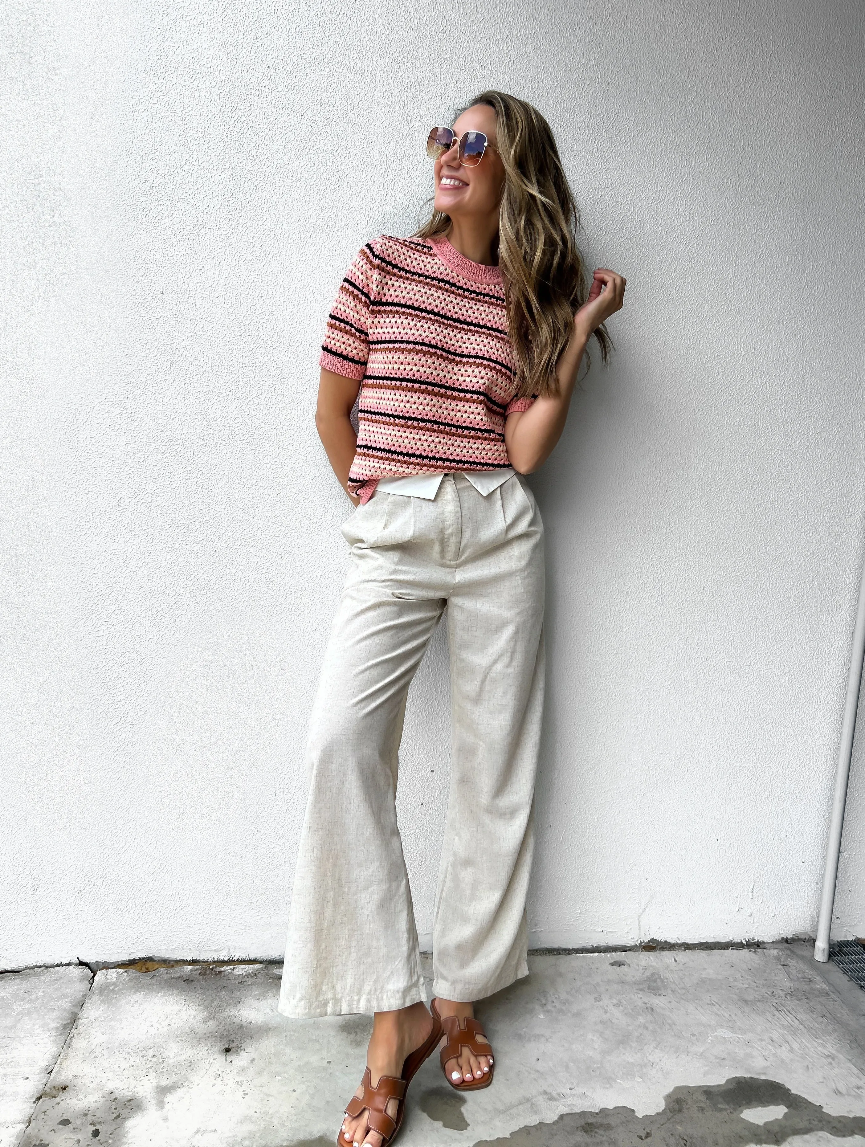 OLIVE Knit Top - Blush Stripe