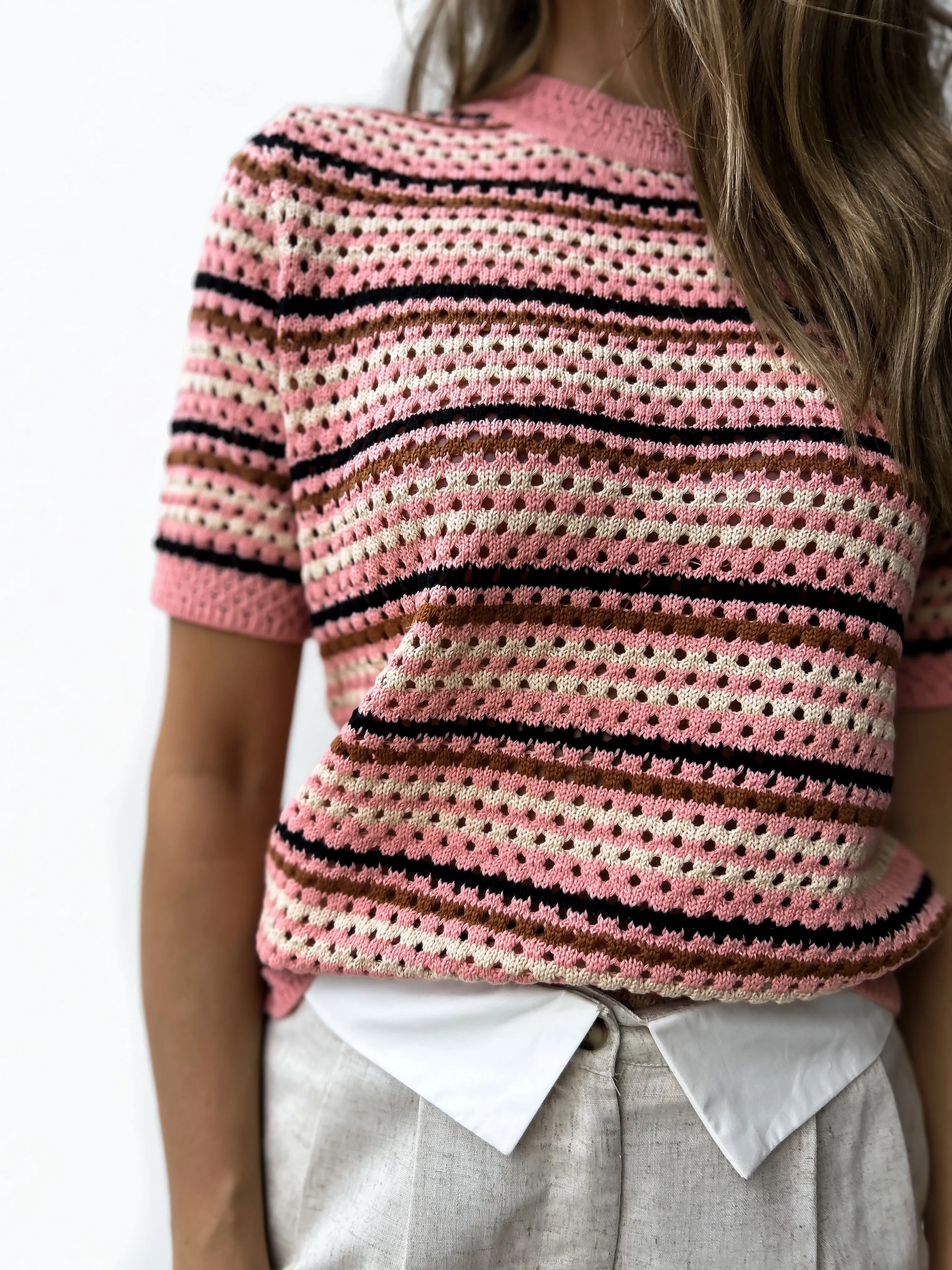 OLIVE Knit Top - Blush Stripe