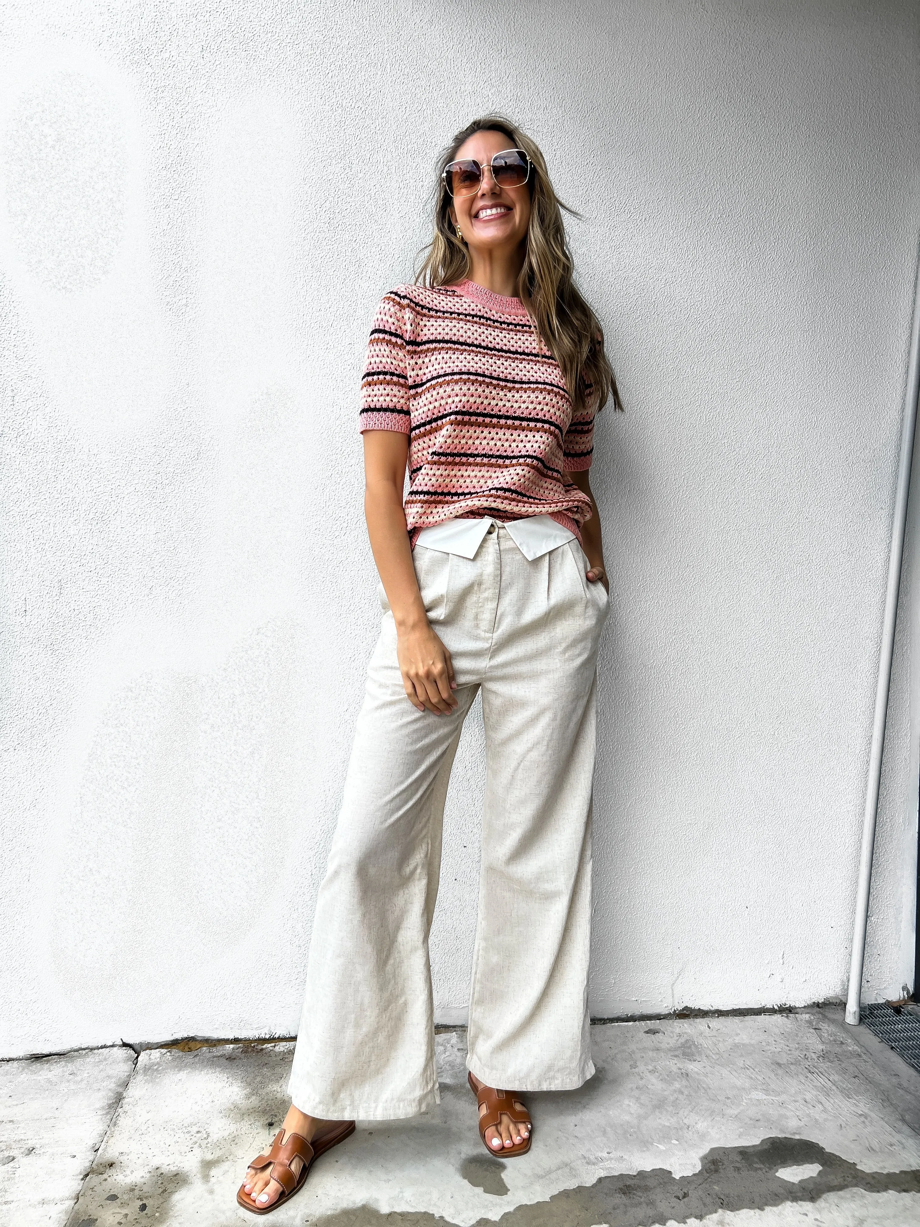 OLIVE Knit Top - Blush Stripe