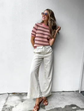 OLIVE Knit Top - Blush Stripe