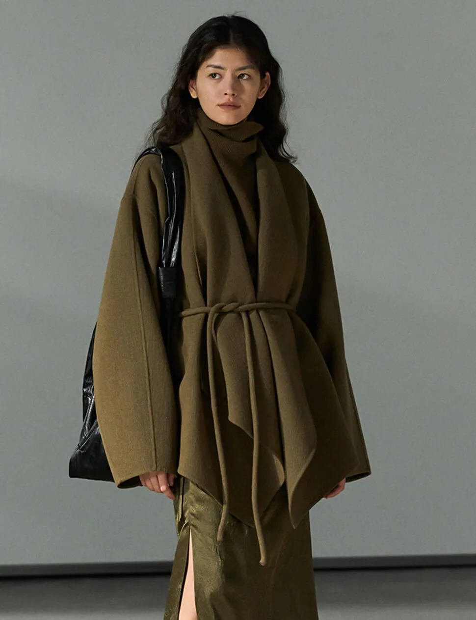 Olive Open-Front Kimono Coat- PREORDER