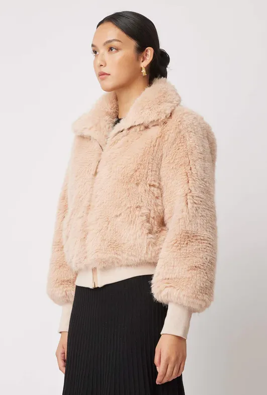 Once Was Tallitha Faux Fur Bomber Jacket