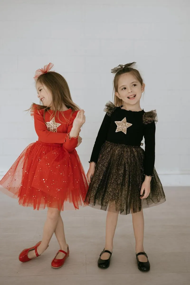 Petite Hailey Star Frill Tutu Dress - Red