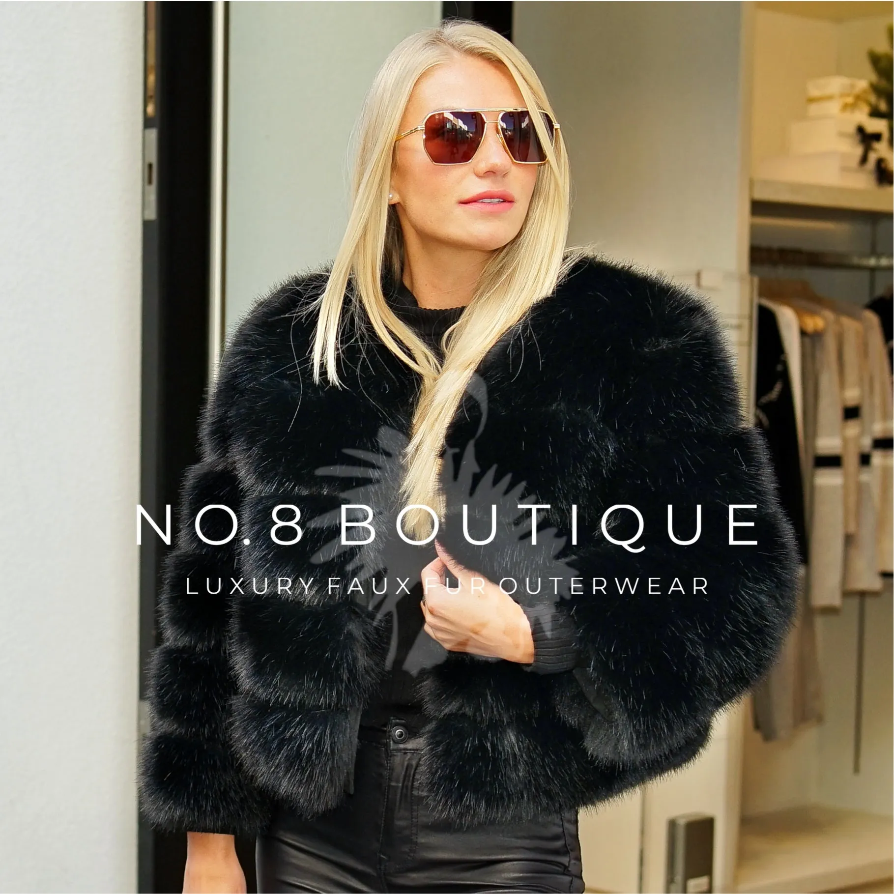 Plus Size Faux Fur Jacket With 5 Rows