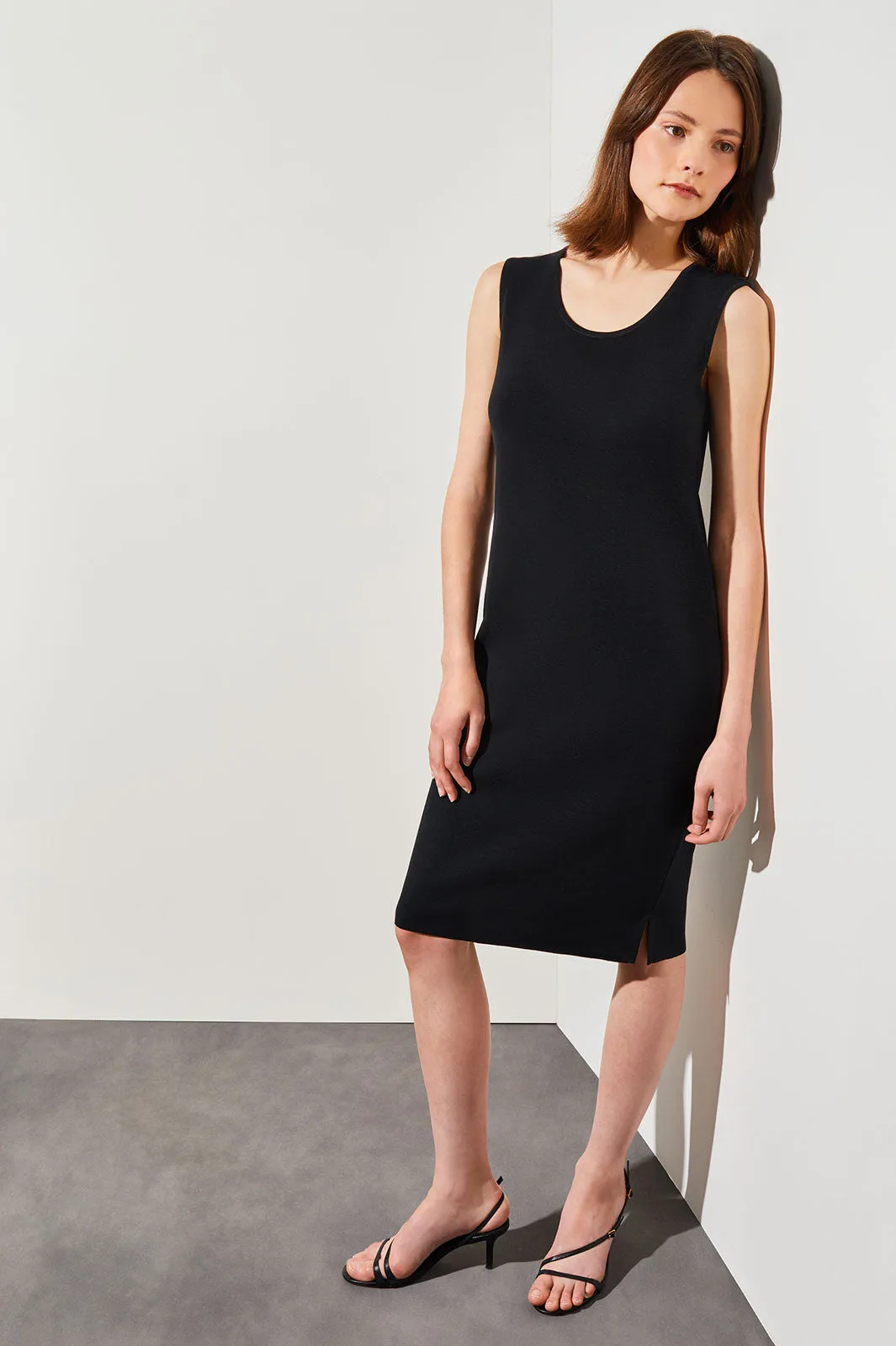 Plus Size Sleeveless Sheath Knit Dress, Black