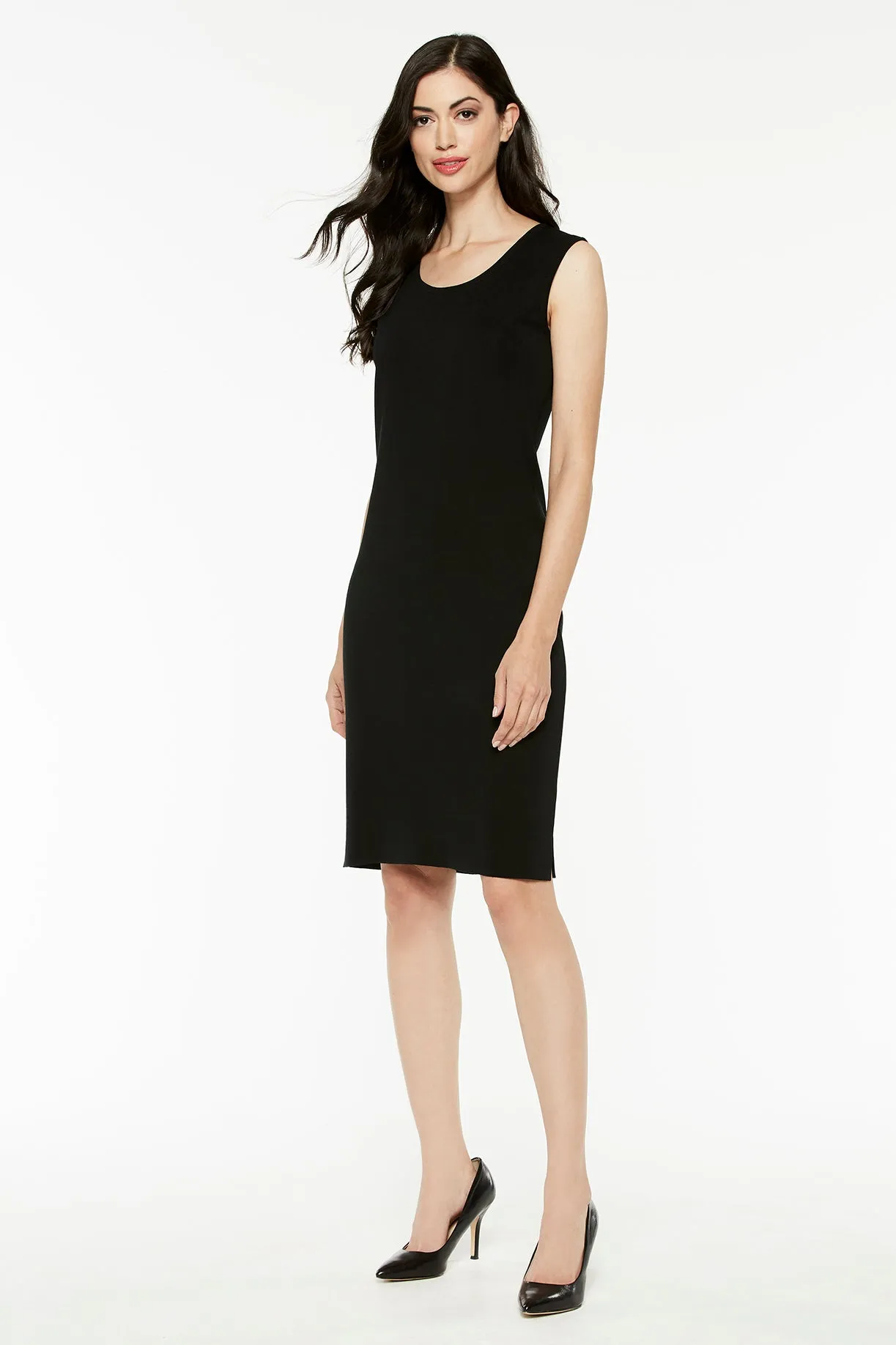 Plus Size Sleeveless Sheath Knit Dress, Black