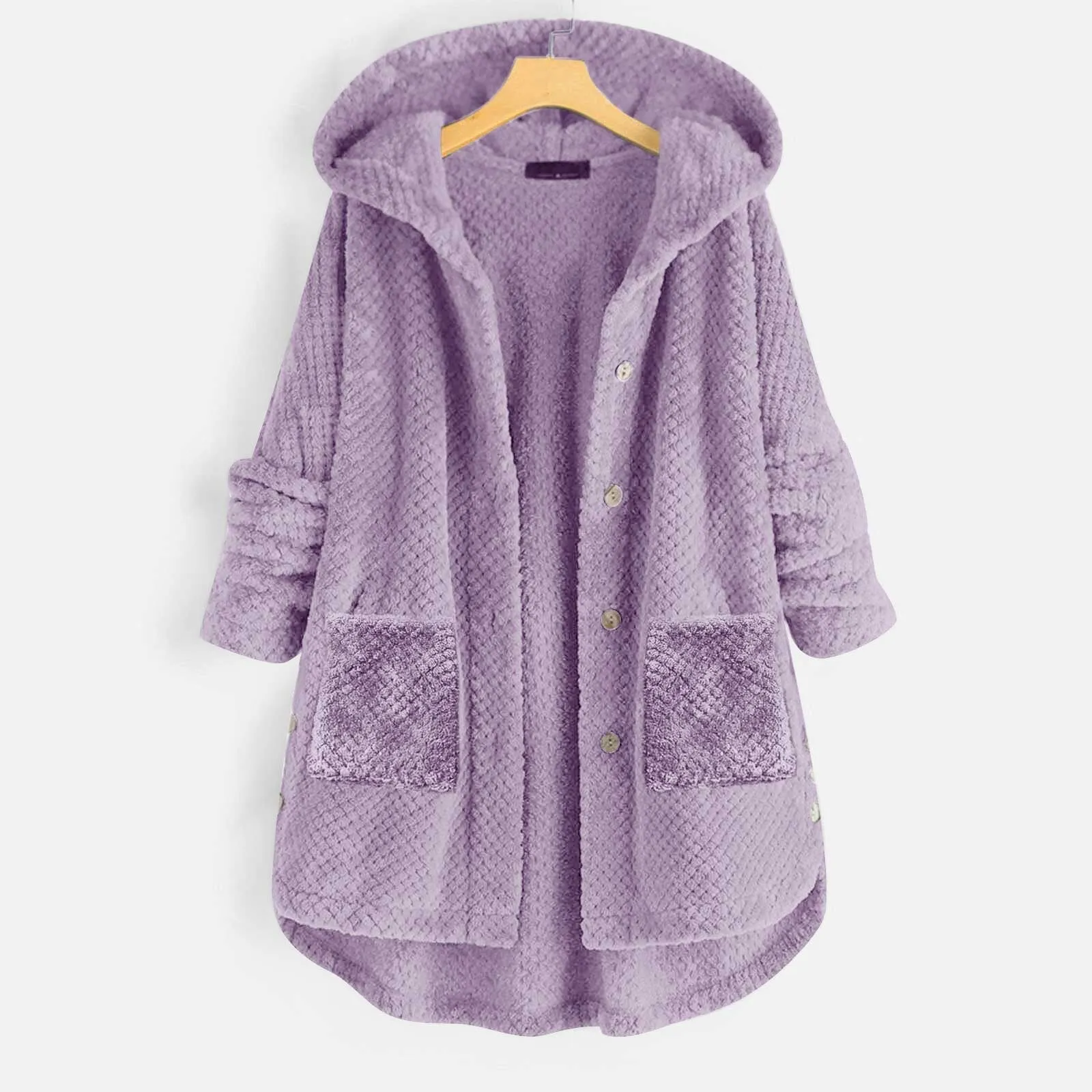 Plus Size Women's Winter Hooded Double-Sided Fleece Sweater