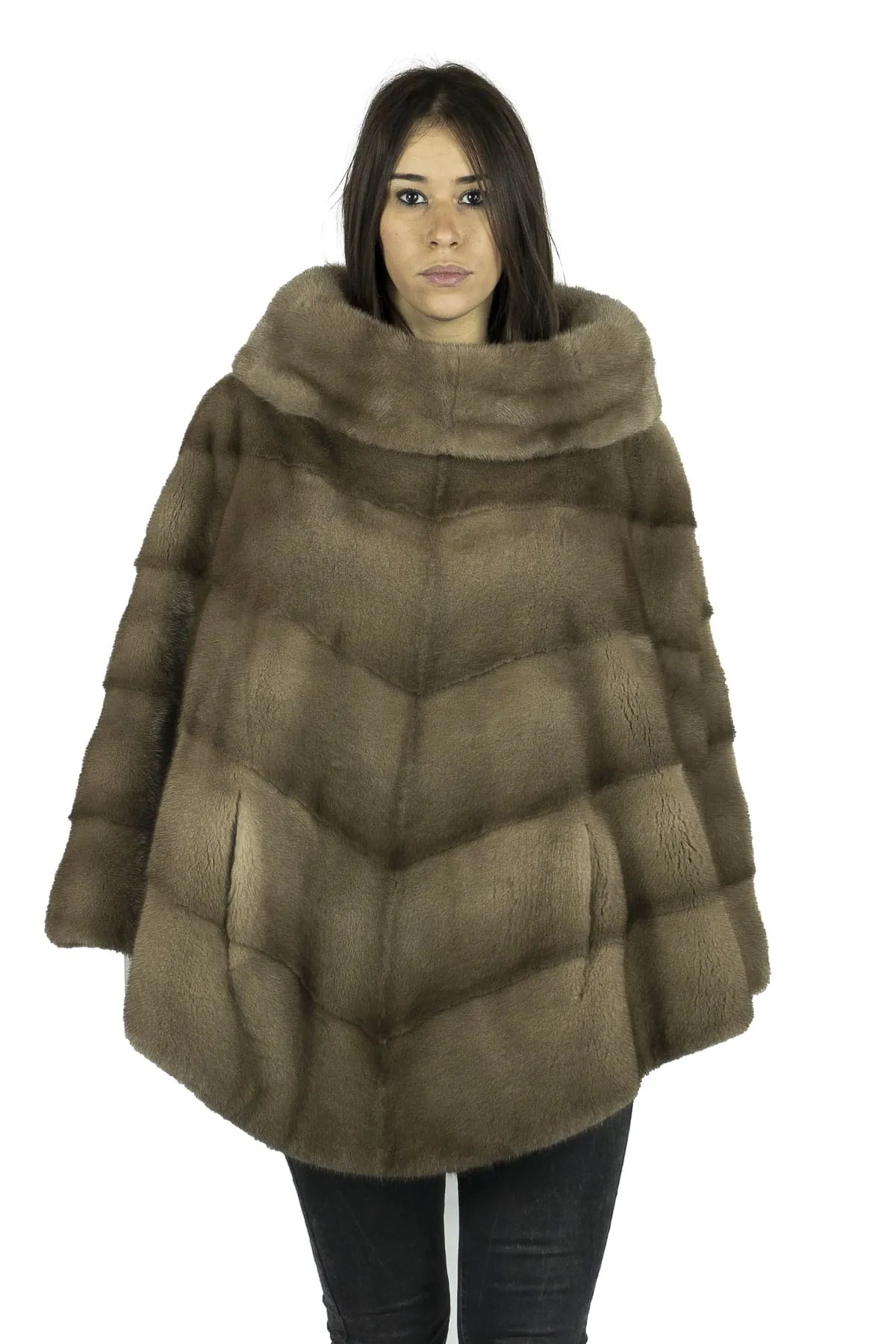 Poncho in mink Light Brown