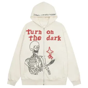 PopFlying Casual Zip Up Hoodie Skeleton