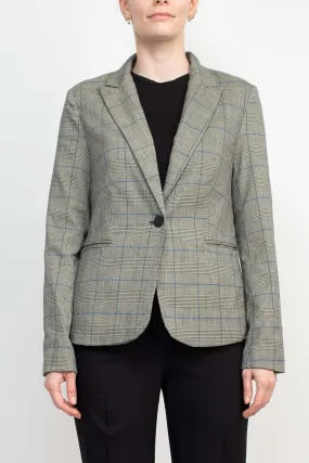 Premise Notched Collar Long Sleeve One Button Knit Blazer