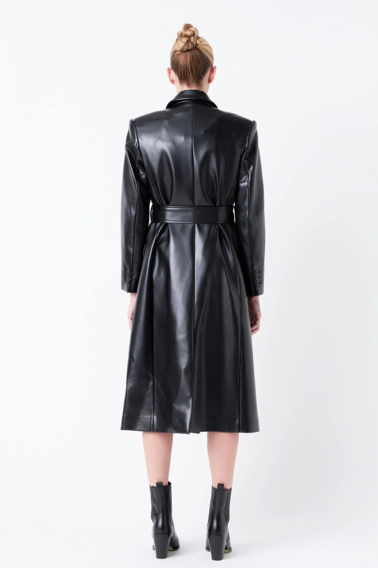 Premium Faux Leather Trench Coat