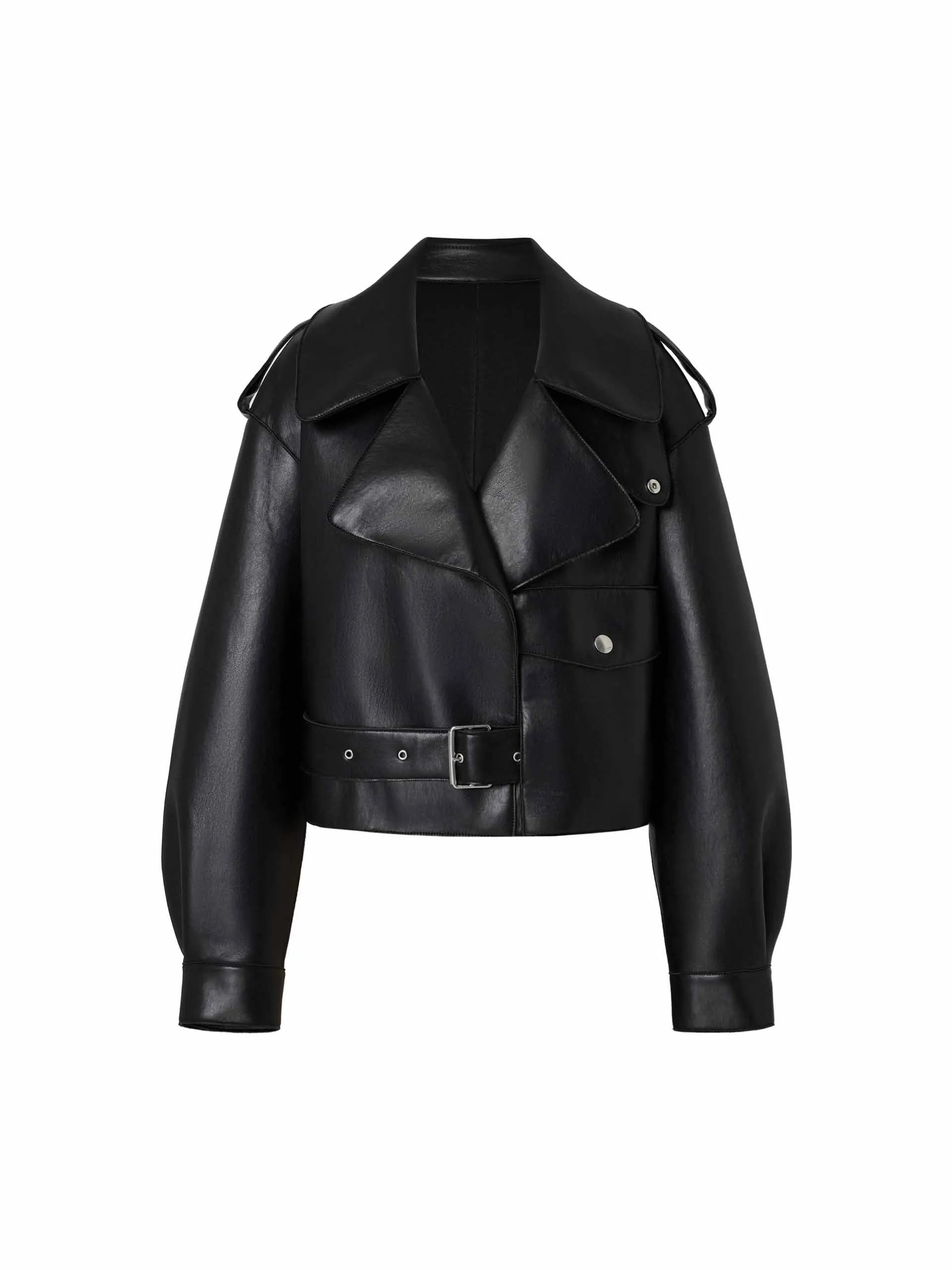 PU Leather Cropped Jacket