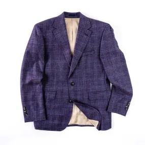 Purple Plaid Wool, Silk & Linen Sport Coat