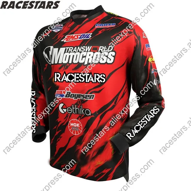 RACESTARS Motocross MTB Jersey Men Motorcycle Mountain Bike Team Downhill Jersey MTB Offroad DH MX Bicycle Long Motorcycle Shirt