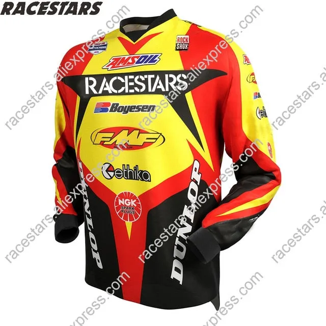 RACESTARS Motocross MTB Jersey Men Motorcycle Mountain Bike Team Downhill Jersey MTB Offroad DH MX Bicycle Long Motorcycle Shirt