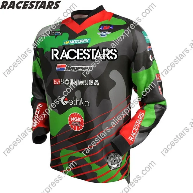 RACESTARS Motocross MTB Jersey Men Motorcycle Mountain Bike Team Downhill Jersey MTB Offroad DH MX Bicycle Long Motorcycle Shirt