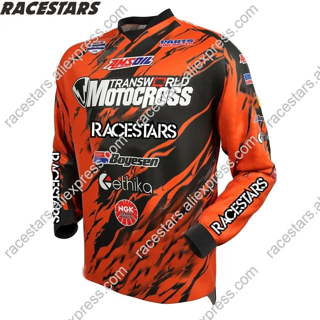 RACESTARS Motocross MTB Jersey Men Motorcycle Mountain Bike Team Downhill Jersey MTB Offroad DH MX Bicycle Long Motorcycle Shirt