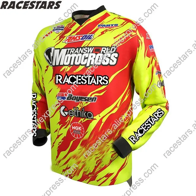 RACESTARS Motocross MTB Jersey Men Motorcycle Mountain Bike Team Downhill Jersey MTB Offroad DH MX Bicycle Long Motorcycle Shirt