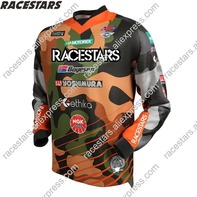 RACESTARS Motocross MTB Jersey Men Motorcycle Mountain Bike Team Downhill Jersey MTB Offroad DH MX Bicycle Long Motorcycle Shirt