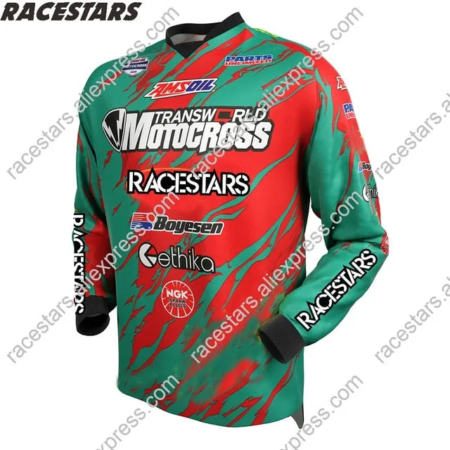 RACESTARS Motocross MTB Jersey Men Motorcycle Mountain Bike Team Downhill Jersey MTB Offroad DH MX Bicycle Long Motorcycle Shirt